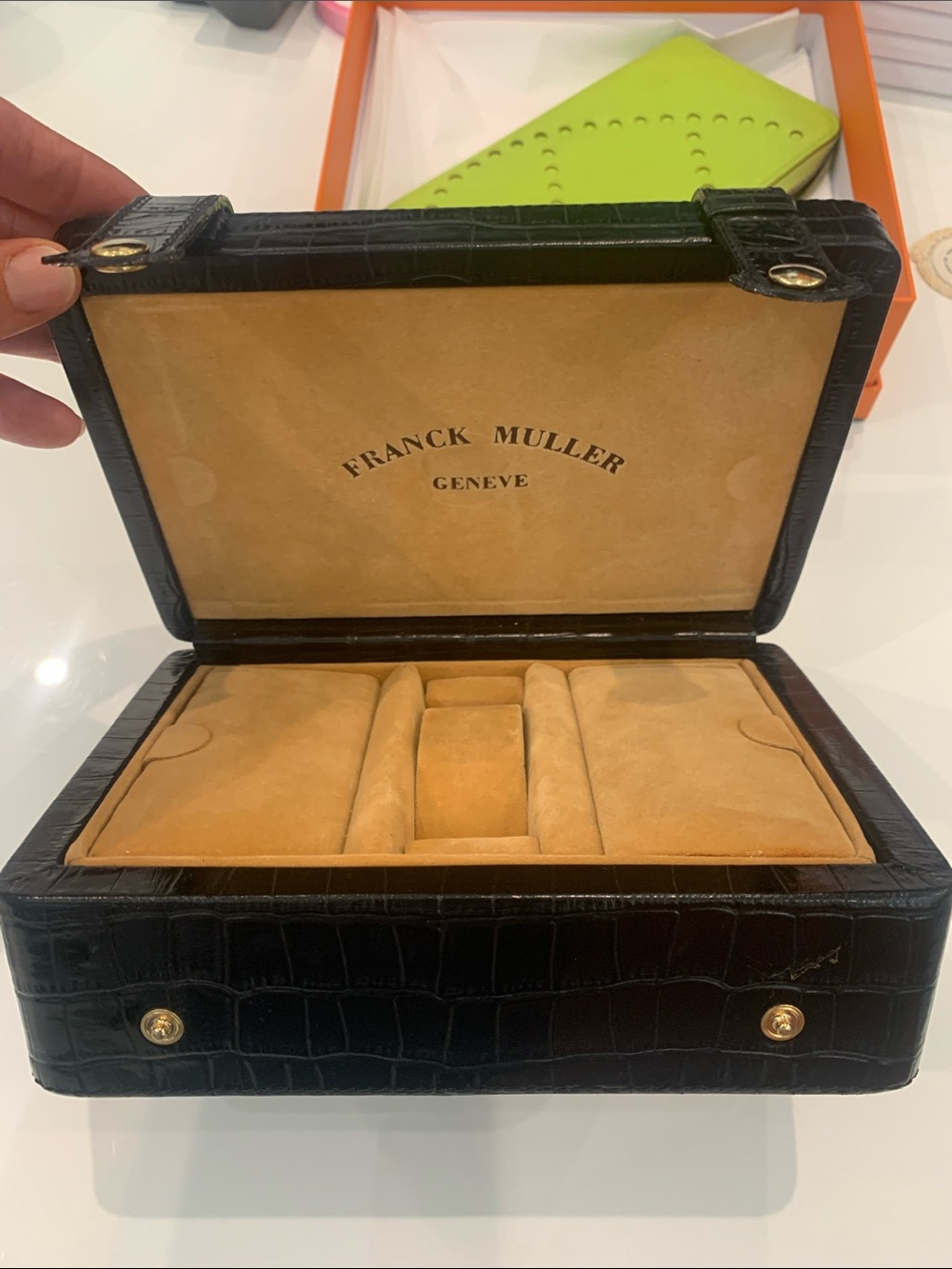 Franck Muller Black Leather Travel Jewelry Watch Box. Beautiful!!
